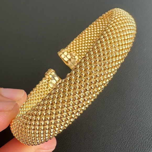 $700 Italian Gold Mesh Bangle Bracelet in 14k Gold Sterling Silver caviar,All Products : American Fashion Style Bags On Sale